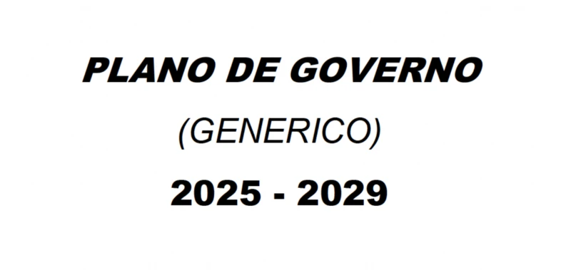 Capa de um plano de governo com o título “Genérico” e a data “2025–2029”, representando casos reais de plágio e descaso com o conteúdo.