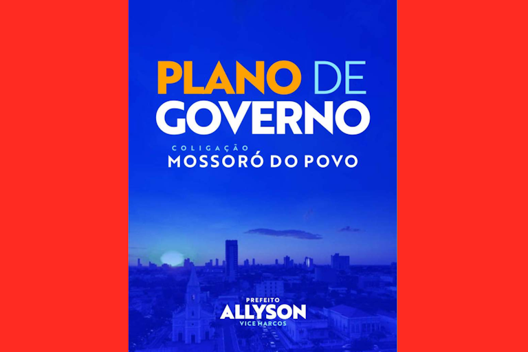 Capa do plano de governo de Allyson Bezerra, com o título “Plano de Governo – Coligação Mossoró do Povo”
